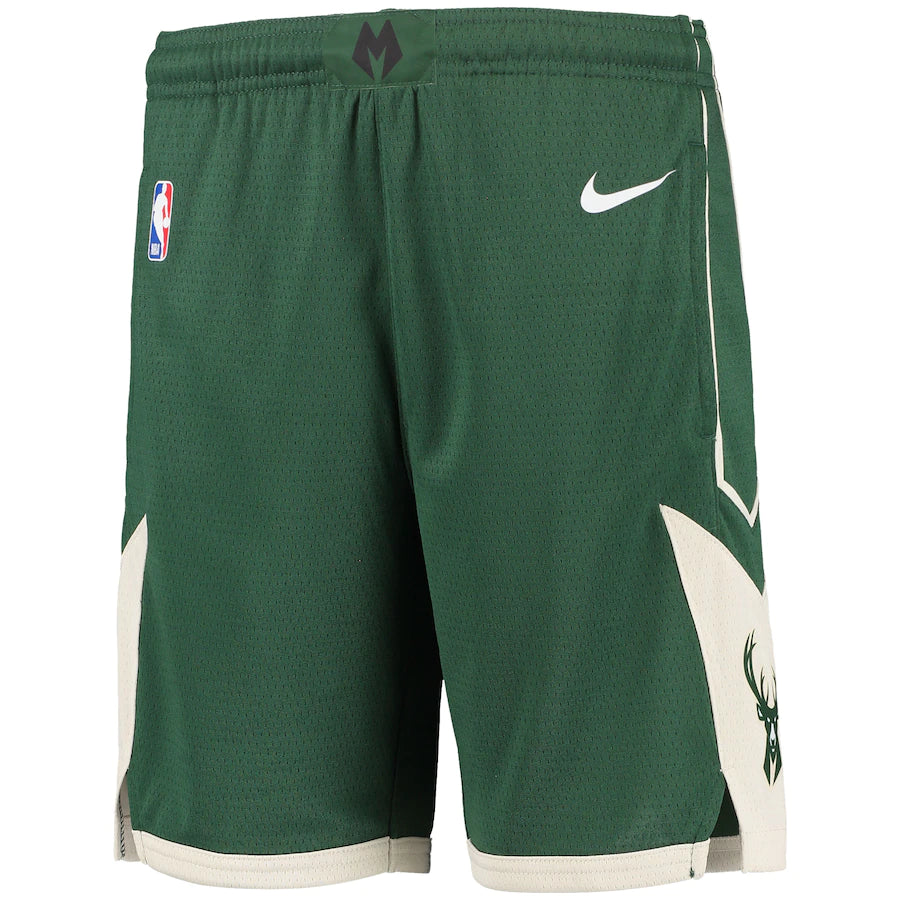 Milwaukee Bucks Nike Youth 2020/21 Swingman Performance Shorts - Icon Edition - Hunter Green
