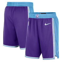 Thumbnail for Los Angeles Lakers Nike 2021/22 City Edition Swingman Shorts - Purple/Blue