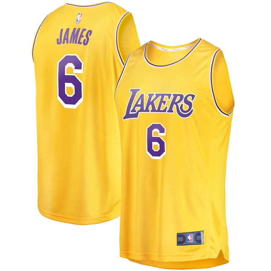 LeBron James Los Angeles Lakers Fanatics Branded Youth 2021/22 #6 Fast Break Replica Player Jersey Gold - Icon Edition