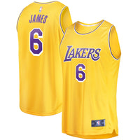 Thumbnail for LeBron James Los Angeles Lakers Fanatics Branded Youth 2021/22 #6 Fast Break Replica Player Jersey Gold - Icon Edition
