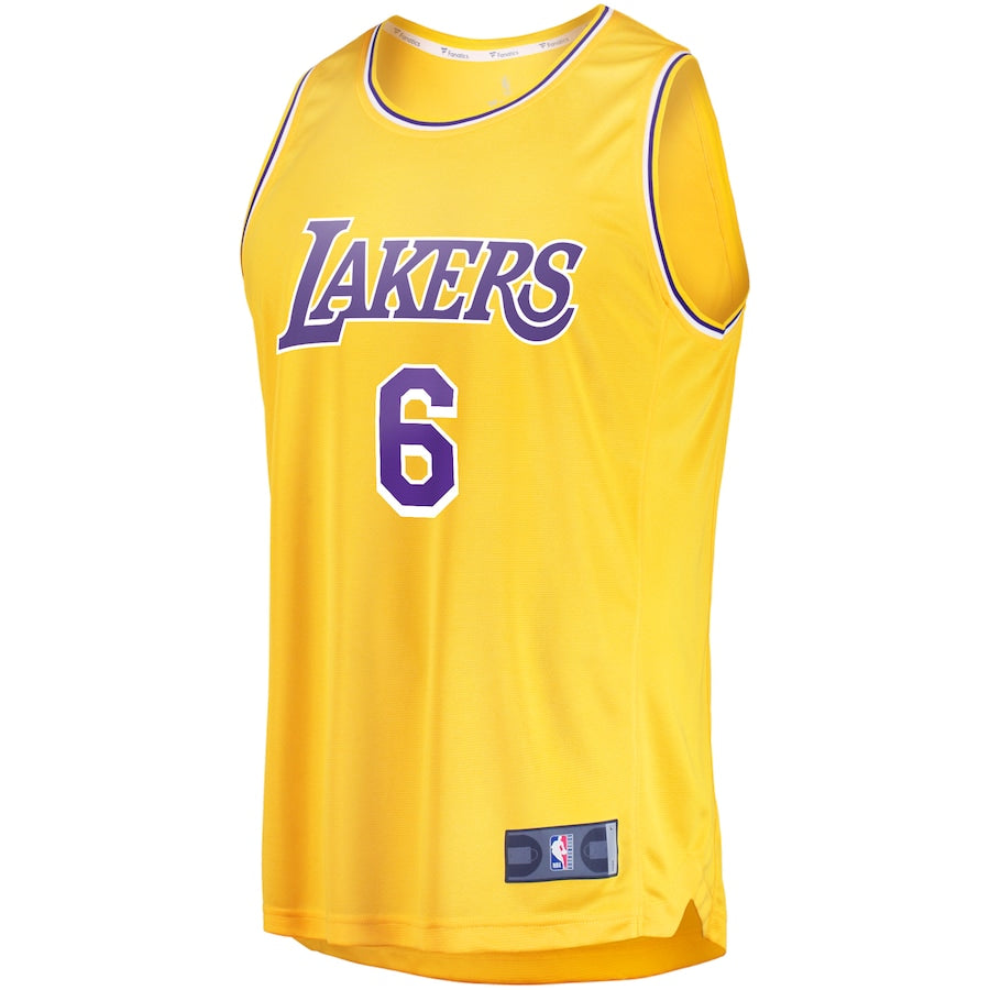 LeBron James Los Angeles Lakers Fanatics Branded Youth 2021/22 #6 Fast Break Replica Player Jersey Gold - Icon Edition