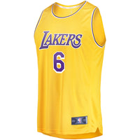 Thumbnail for LeBron James Los Angeles Lakers Fanatics Branded Youth 2021/22 #6 Fast Break Replica Player Jersey Gold - Icon Edition