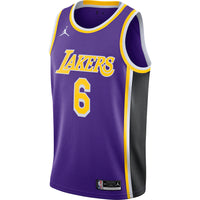 Thumbnail for LeBron James Los Angeles Lakers Jordan Brand 2021/22 #6 Swingman Player Jersey Purple - Statement Edition