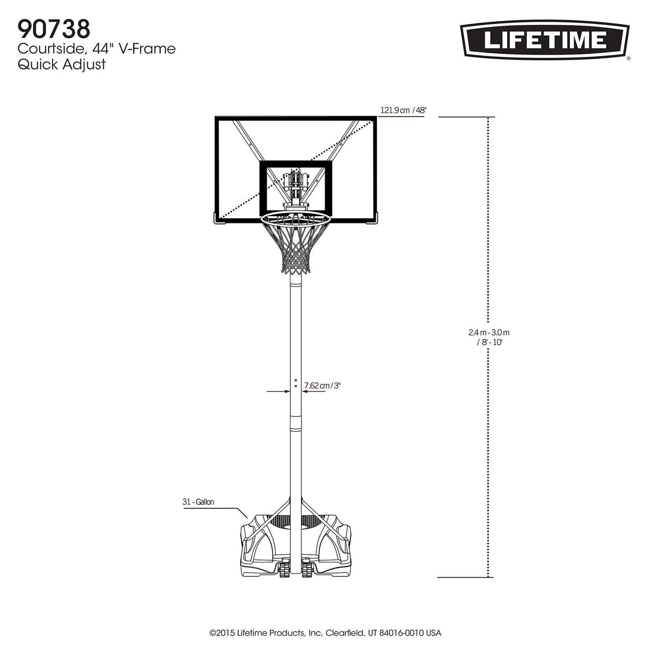 Lifetime 44'' Steel-Framed Portable Basketball Hoop