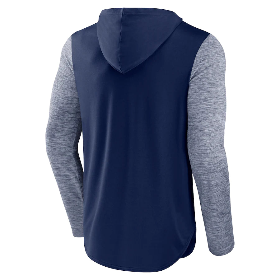 Philadelphia 76ers Fanatics Branded Deep Rotation Performance Pullover Hoodie - Navy/Heathered Navy