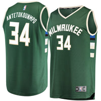 Thumbnail for Antetokounmpo Milwaukee Bucks Fanatics Branded Fast Break Replica Player Jersey Green - Icon Edition