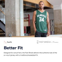 Thumbnail for Antetokounmpo Milwaukee Bucks Fanatics Branded Fast Break Replica Player Jersey Green - Icon Edition