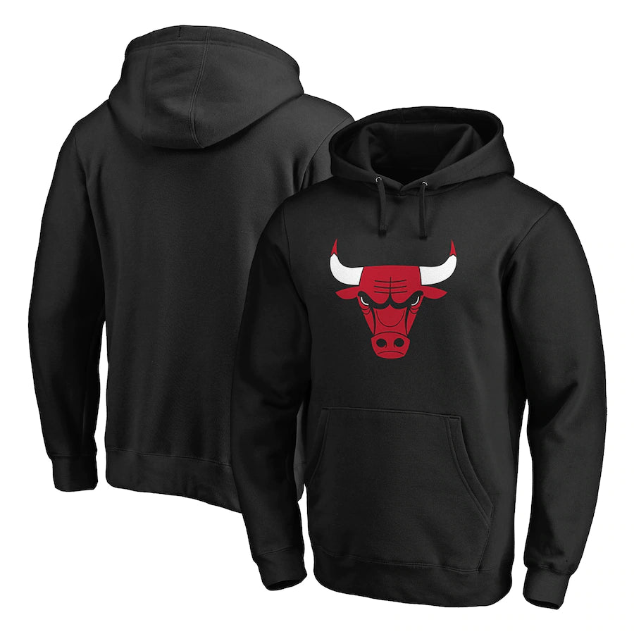 Chicago Bulls Fanatics Branded Icon Primary Logo Fitted Pullover Hoodie - Black