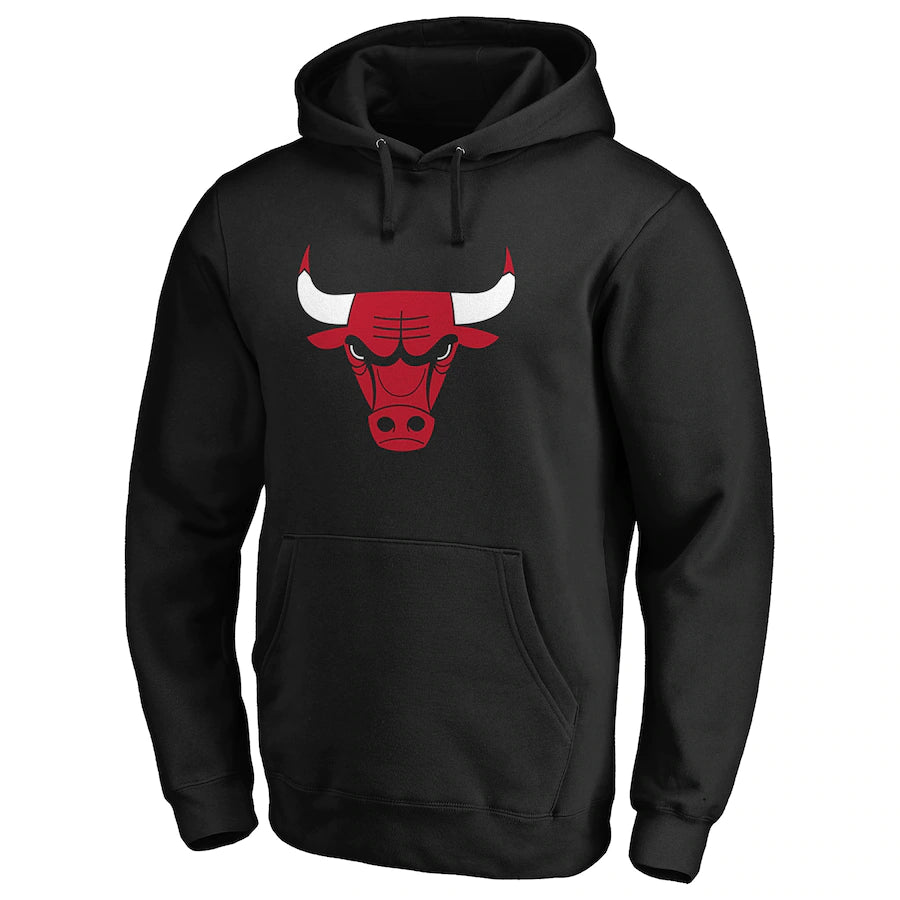 Chicago Bulls Fanatics Branded Icon Primary Logo Fitted Pullover Hoodie - Black