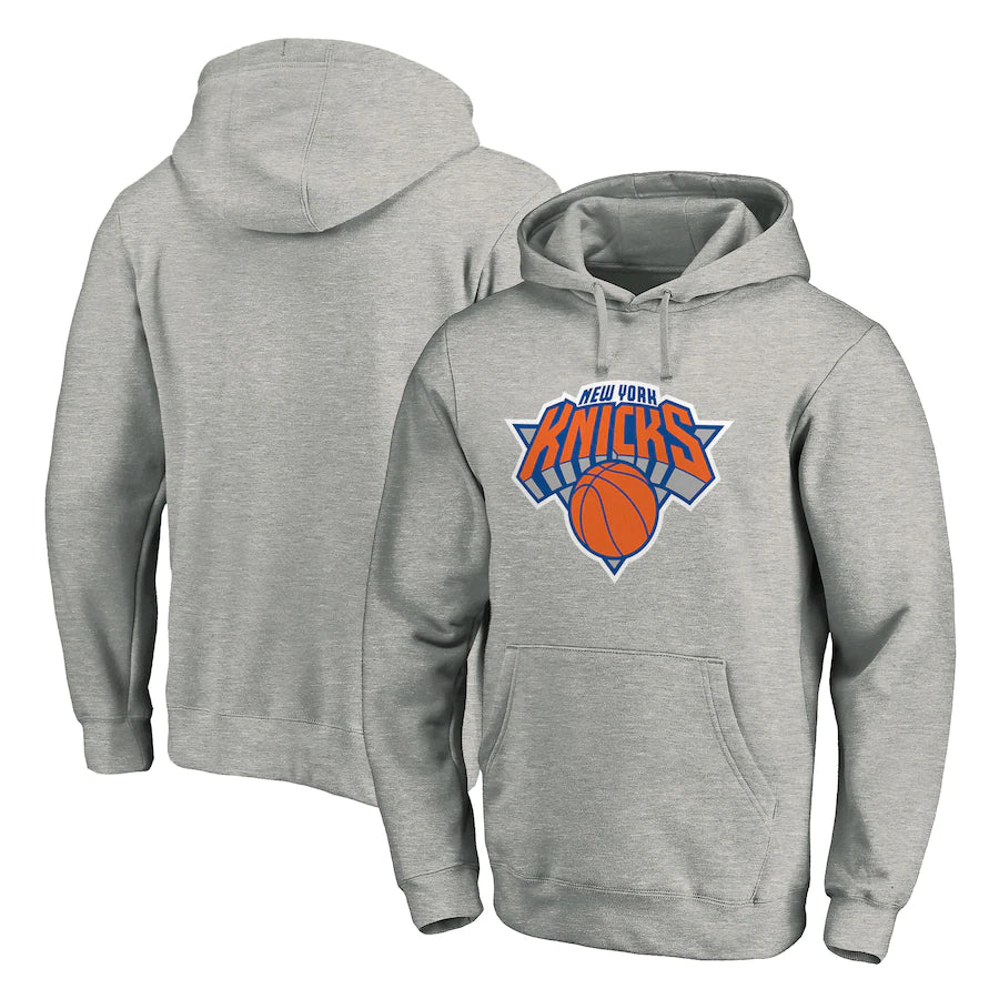 New York Knicks Fanatics Branded Icon Primary Logo Fitted Pullover Hoodie - Heather Gray