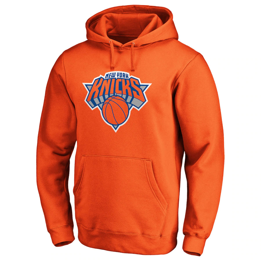 New York Knicks Fanatics Branded Icon Primary Logo Fitted Pullover Hoodie - Heather Gray