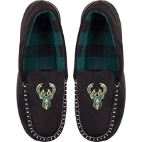 Milwaukee Bucks FOCO Team Logo Flannel Moccasin Slippers