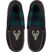 Thumbnail for Milwaukee Bucks FOCO Team Logo Flannel Moccasin Slippers