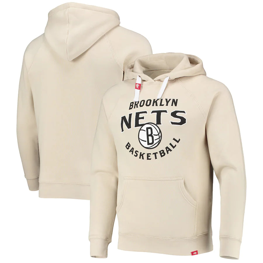 Brooklyn Nets Sportiqe Olsen Tri-Blend Raglan Pullover Hoodie - Cream