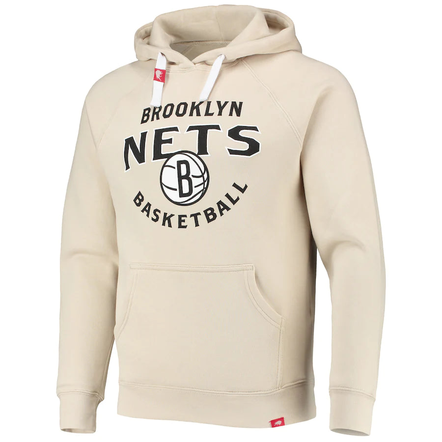 Brooklyn Nets Sportiqe Olsen Tri-Blend Raglan Pullover Hoodie - Cream